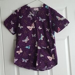 Cherokee Women's Butterfly Scrub Top